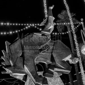 Jack Knife Statue Scottsdale At Night Black & White Wall Art. Phoenix Black And White Pictures | Phoenix Office Art
