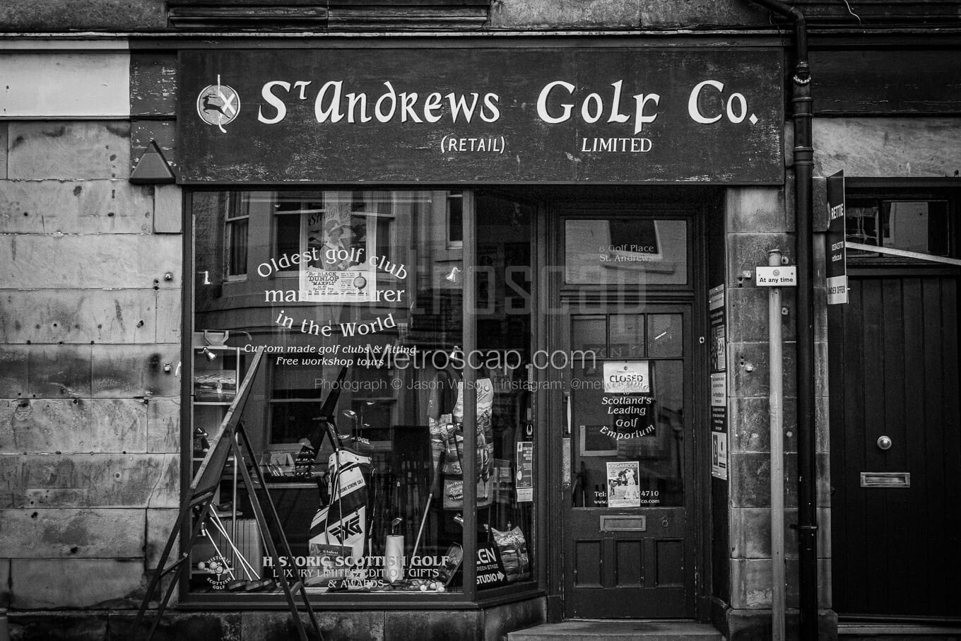 St Andrews Golf Co Black and White Wall Art. St Andrews 