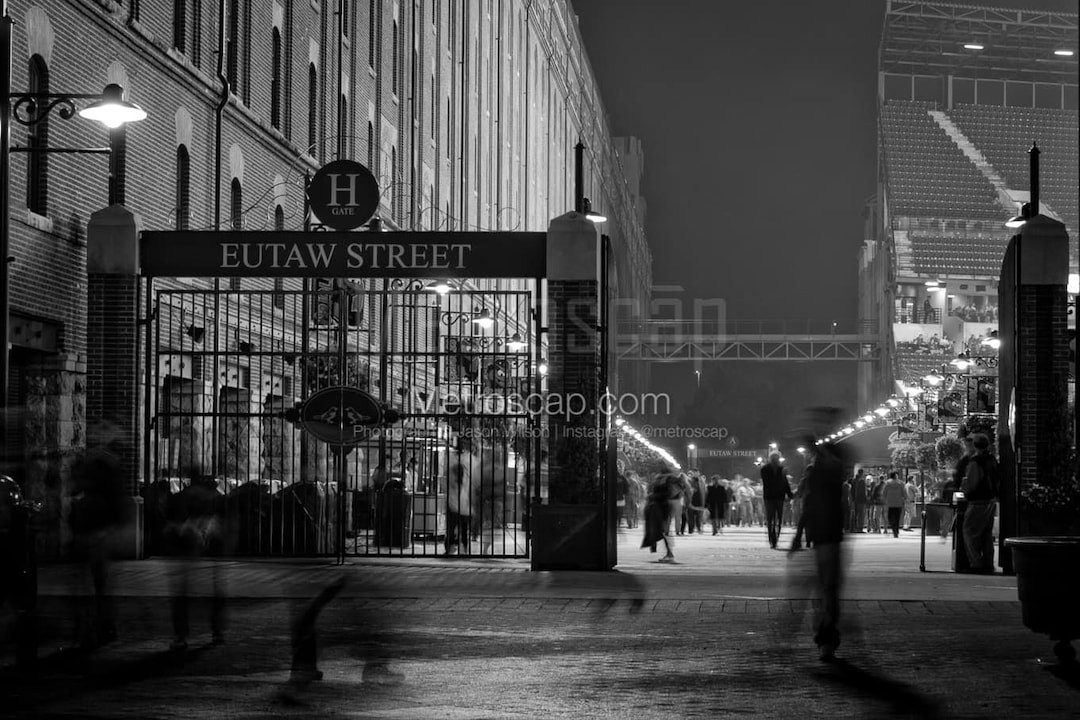 Baltimore Pictures Black & White. Eutaw Street Behind Oriole Etsy