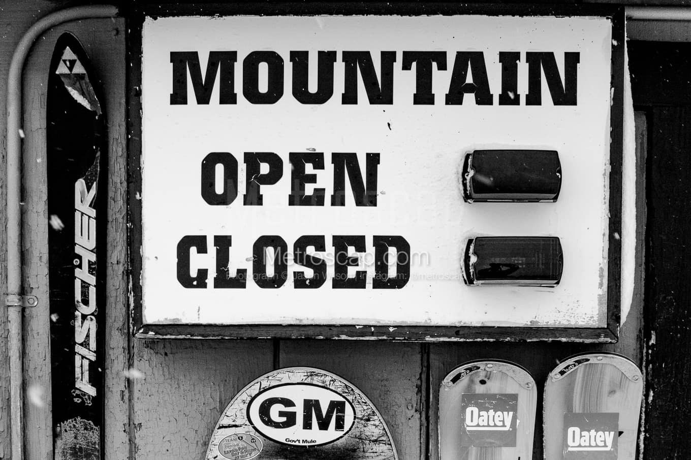 Rendezvous Mountain Open Closed Sign Black & White Wall Art. Jackson ...