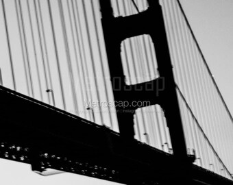 San Francisco Black and White Pictures | Black and White close up golden gate bridge Wall Art. San Francisco Office Art