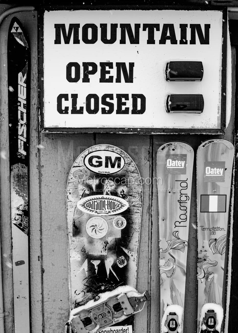 Rendezvous Mountain Open Closed Sign Black & White Wall Art. Jackson ...