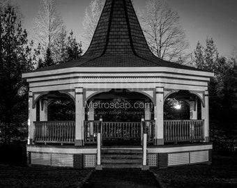 Boardman Park Gazebo At Night Black & White Wall Art. Boardman Ohio Black And White Pictures |  Boardman Ohio Office Art