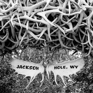 Jackson Hole Wyoming Antler Arch Black & White Wall Art. Jackson Hole Black And White Pictures | Jackson Hole Office Art