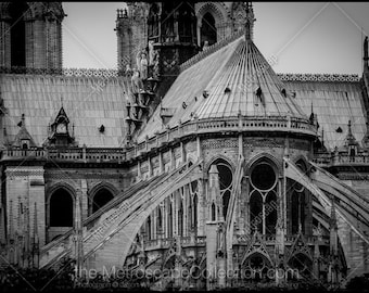 Black and White Notre Dame Cathedral, Paris Photography Print