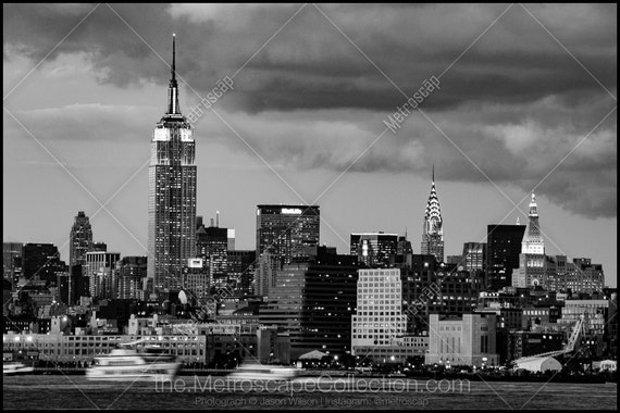 Black and White Midtown Manhattan Skyline Photo, NYC Fine Art