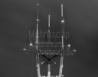 San Francisco Black and White Pictures | Black and White top of sutro tower night Wall Art. San Francisco Office Art
