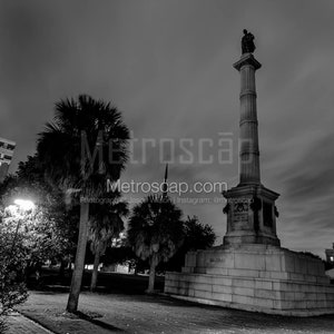 Calhoun Monument Marion Square Black & White Wall Art. Charleston Black And White Pictures | Charleston Office Art