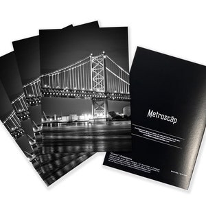 Philadelphia Greeting Card, Philadelphia Post Card, Ben Franklin Bridge 5 x 7 Blank Greeting Card, Benjamin Franklin Bridge, Black & White