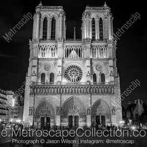 Black and White, Paris Photography, Paris France Photography , Fine Art Photography, Paris Pictures, Notre Dame Cathedral at Night