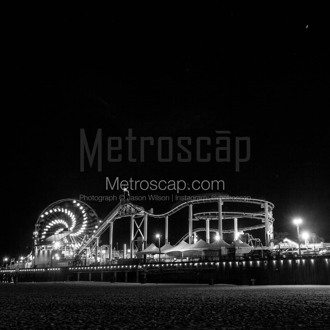 Black & White, Los Angeles Photography, Los Angeles California photography, Fine Art Photography, LA Pictures, santa monica pier at night