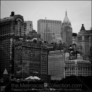 Fotografía del horizonte del Bajo Manhattan, impresión en blanco y negro de la ciudad de Nueva York