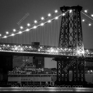 Fotografía en blanco y negro del puente Williamsburg, Nueva York, impresión artística