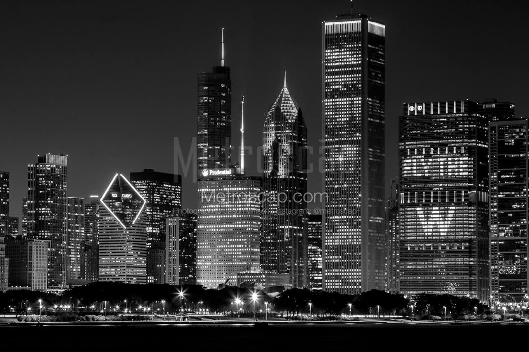 Chicago Pictures Black & White. Chicago Skyline 2016 World Series Black and White Wall Art