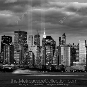 Impresión en blanco y negro del horizonte de Manhattan, fotografía artística de Nueva York