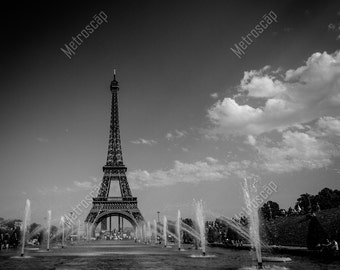 Black and White Eiffel Tower Print, Paris Photography
