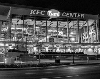 Louisville Pictures Black & White. Kfc Yum Center At Night Black And White Wall Art. Louisville Black And White Photography