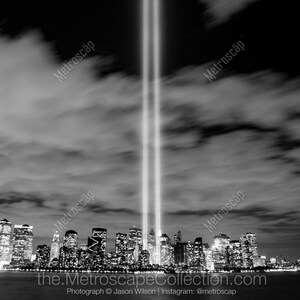 Fotografía del horizonte de Nueva York del 11 de septiembre, impresión artística en blanco y negro