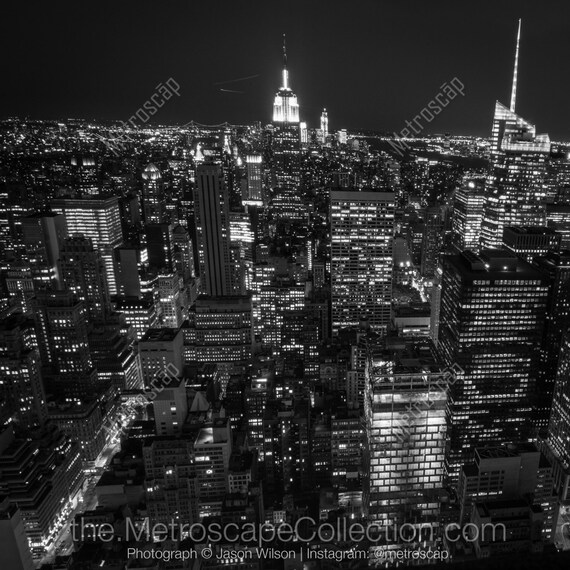 Black and White NYC Skyline Photography, Midtown Manhattan Art