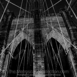 Fotografía en blanco y negro del puente de Brooklyn, impresión artística de Nueva York