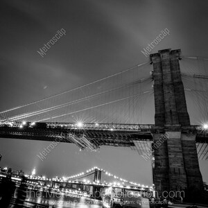Fotografía del puente de Brooklyn, impresión artística en blanco y negro de Nueva York
