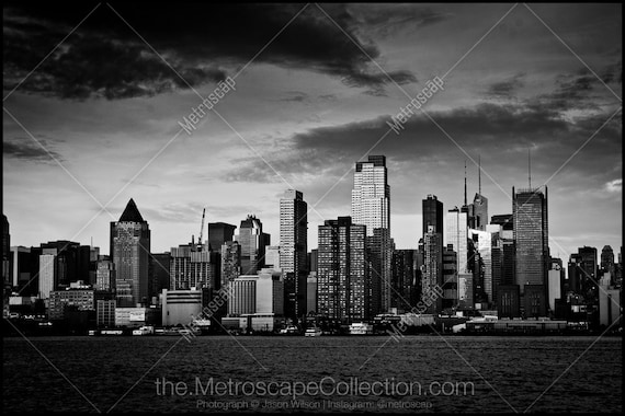 Black and White NYC Skyline Photography, Midtown Manhattan Fine