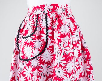 Red Floral Half Apron (Women's)