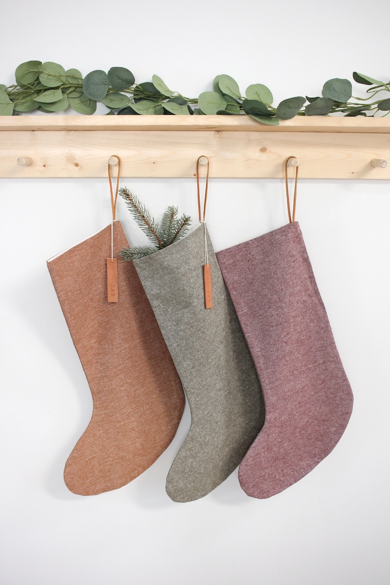 Linen Stocking / Minimalist Christmas Stocking / Scandanavian Stocking / Neutral Stocking image 7