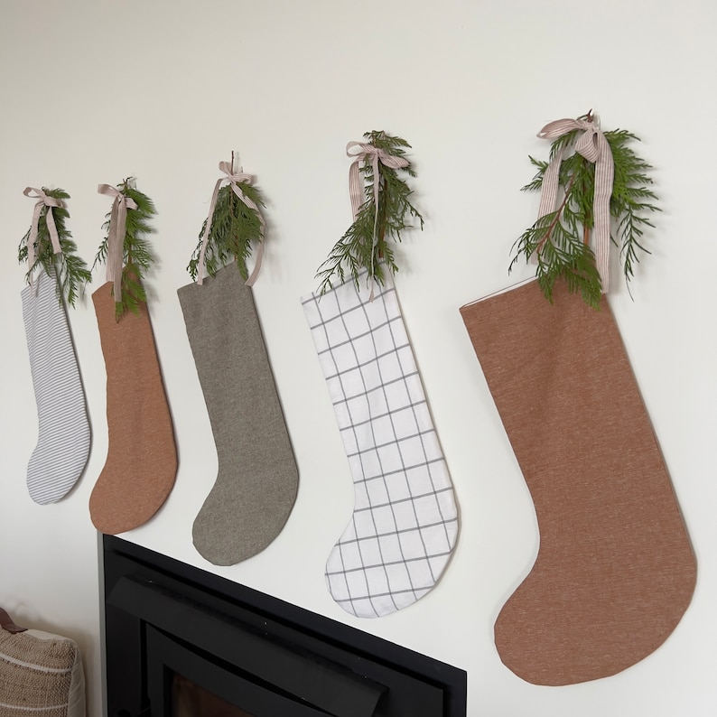 Linen Stocking / Minimalist Christmas Stocking / Scandanavian Stocking / Neutral Stocking image 5