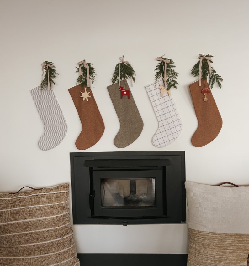 Linen Stocking / Minimalist Christmas Stocking / Scandanavian Stocking / Neutral Stocking image 3