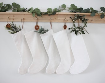 White Minimalist Stocking / Christmas Stocking / Scandanavian Stocking / Neutral Stocking