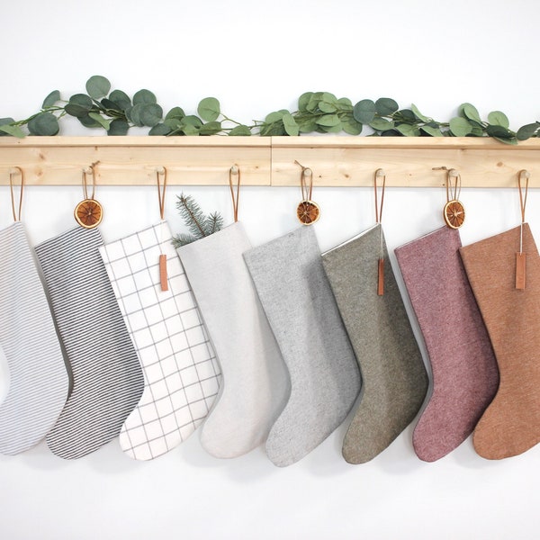 Linen Stocking / Minimalist Christmas Stocking / Scandanavian Stocking / Neutral Stocking