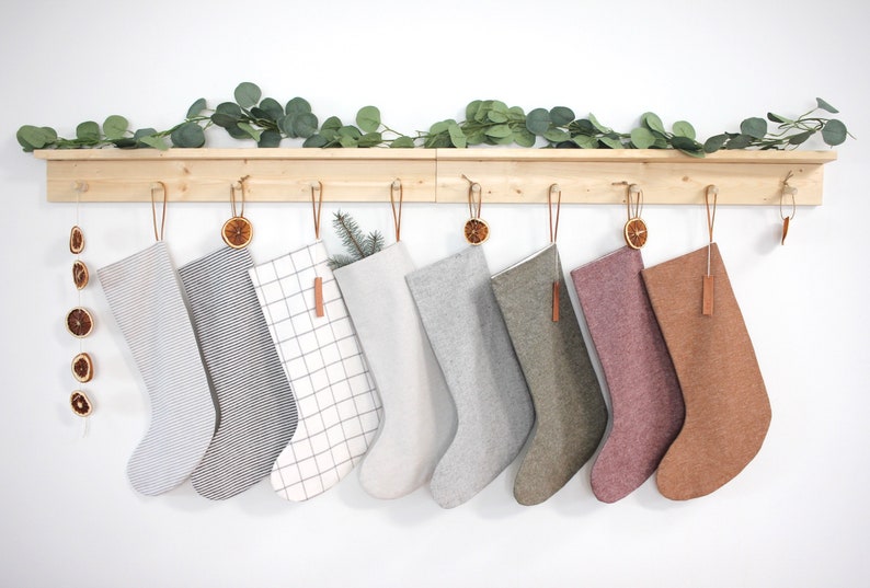 Linen Stocking / Minimalist Christmas Stocking / Scandanavian Stocking / Neutral Stocking image 1