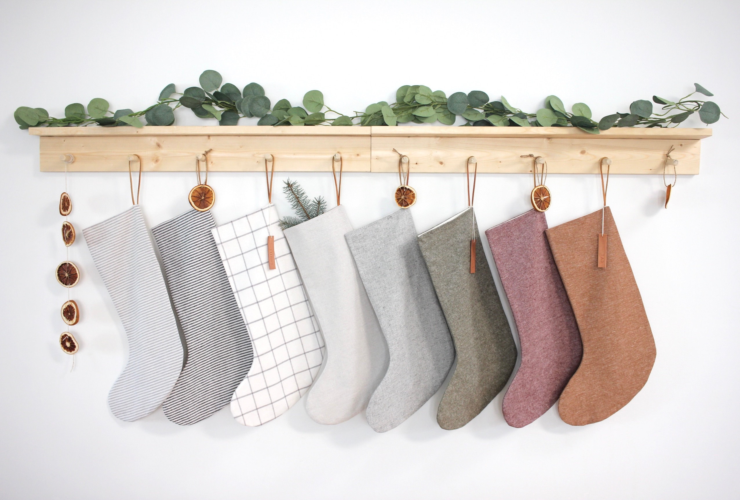 Linen Stocking / Minimalist Christmas Stocking / Scandanavian Stockin…