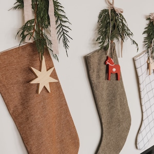 Linen Stocking / Minimalist Christmas Stocking / Scandanavian Stocking / Neutral Stocking image 2