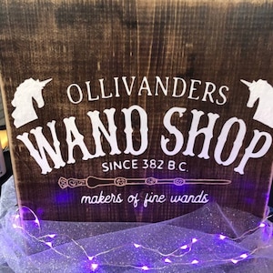 Magic World of H Pottery Hand Painted Wood Sign, Olivanders Wand Shop