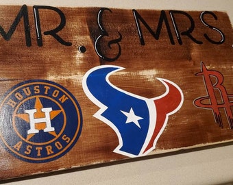 Mr. & Mrs. Houston Love Wooden Sign... Texans, Astros and Rockets