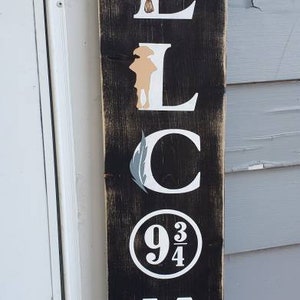 Magic World of H Pottery Hand Painted Wood Welcome Sign