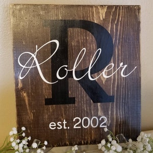 Handmade Personalized Last Name and Established Wooden Sign
