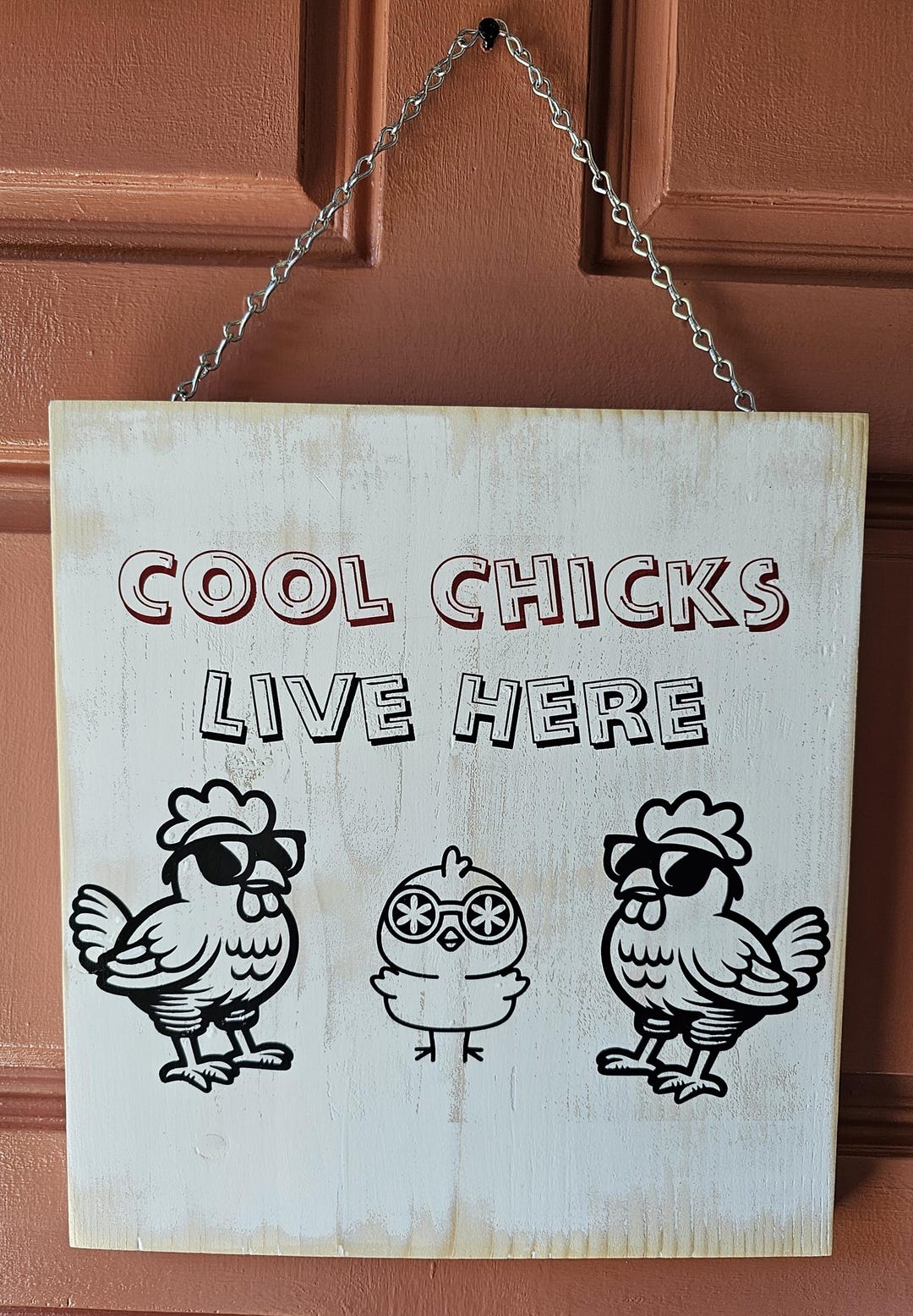 Adorable and Fun Handmade Outdoor Wooden Chicken Coop Sign Saying- Cool ...
