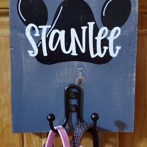 Cute and Fun Personalized Handmade Wooden Pet Sign with a paw print and your pets name on it
