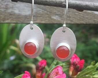 Silver earrings with carnelian