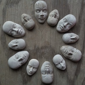 Creepy cement face decorations for potted plants or fairy gardens image 4