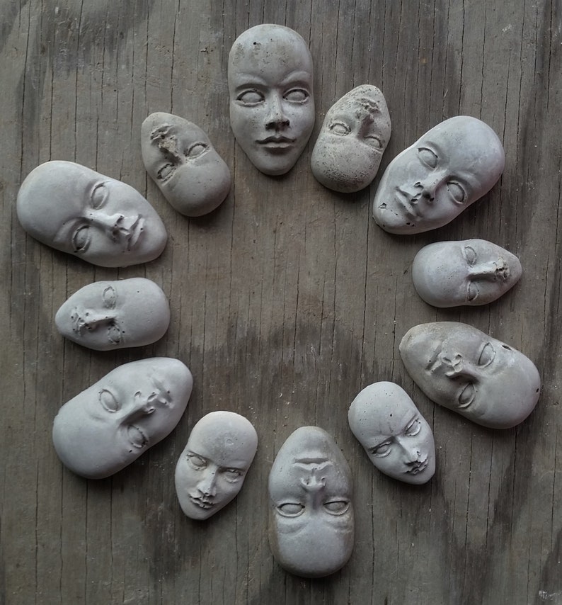 Creepy cement face decorations for potted plants or fairy gardens image 4