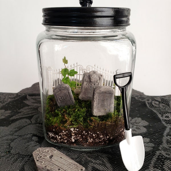 Cemetery terrarium kit DIY build your own terrarium spooky halloween project