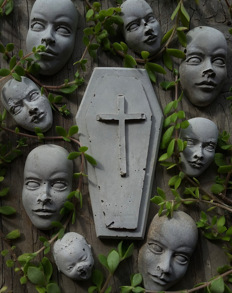 Creepy cement face decorations for potted plants or fairy gardens image 8