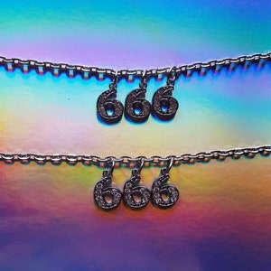 666 team satan sparkle rhinestone necklace