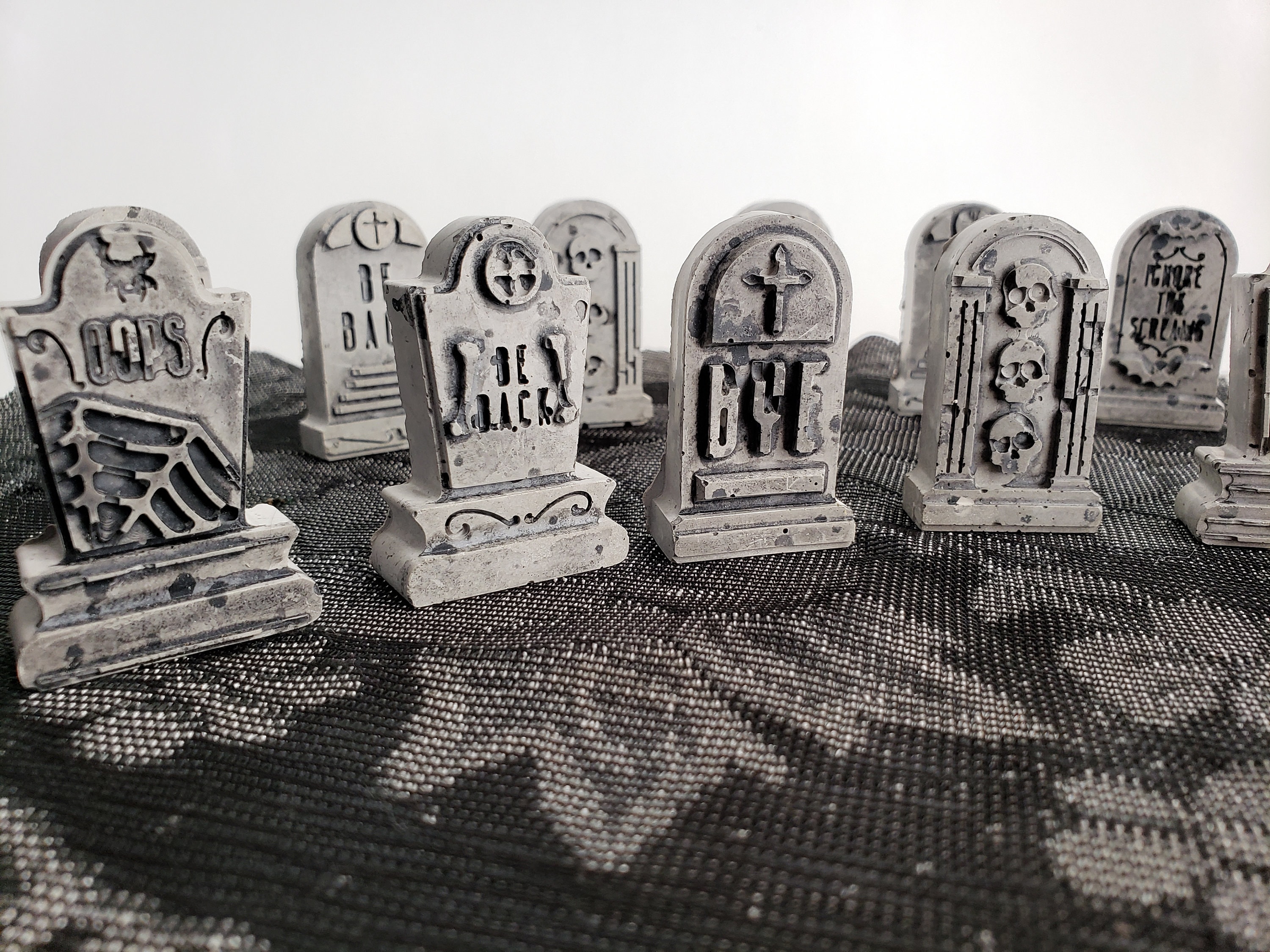 Cemetery headstone tombstone cement potted plant garden decorations halloween