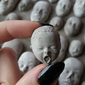 Creepy cement face decorations for potted plants or fairy gardens image 2