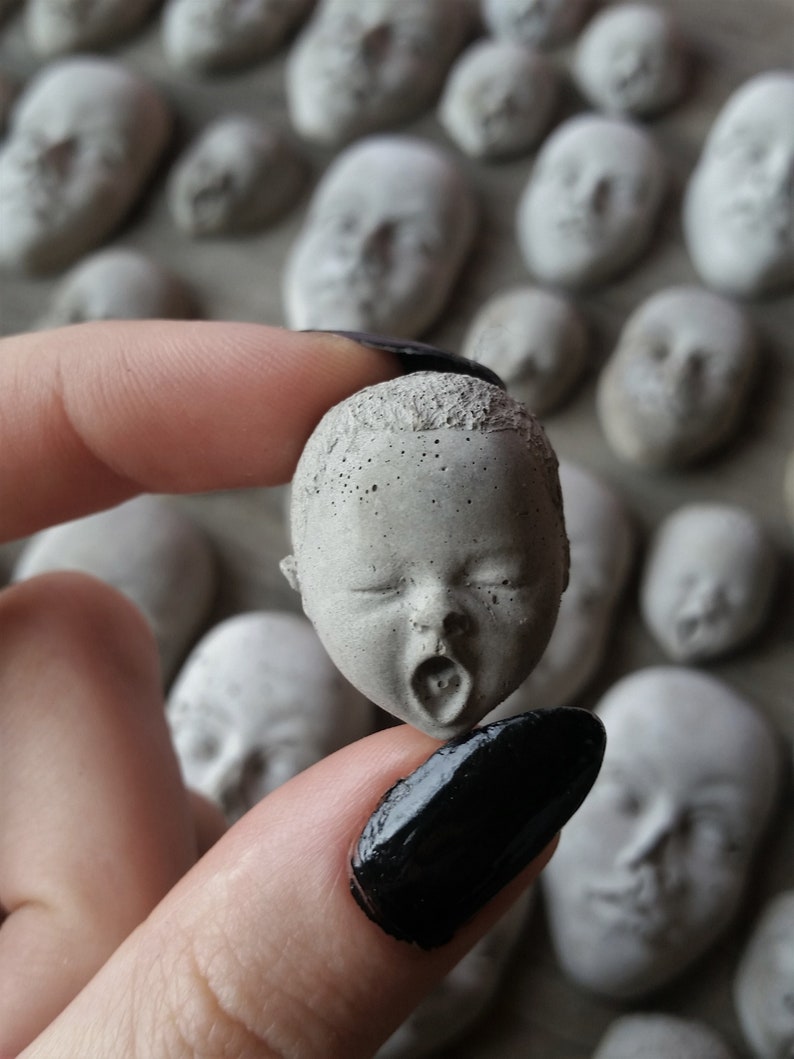 Creepy cement face decorations for potted plants or fairy gardens image 2